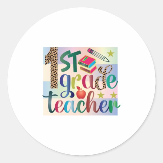 Sticker Rond Enseignant Art de première année Enseignant (Devant)