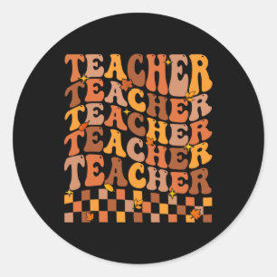 Sticker Rond Enseignant Automne Vibes Retour À L'École Maple Le