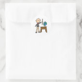 Sticker Rond Enseignant avec Globe (Sac)