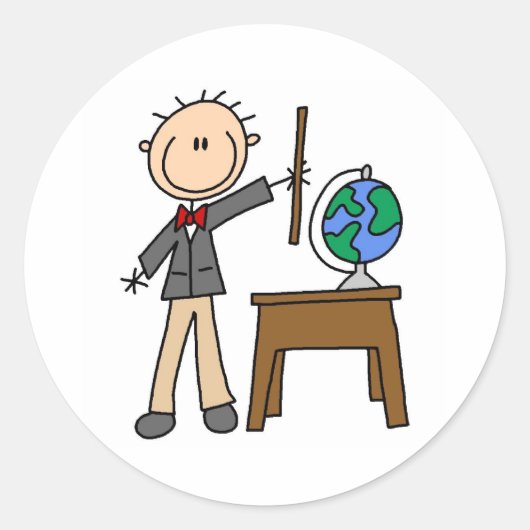Sticker Rond Enseignant avec Globe (Devant)