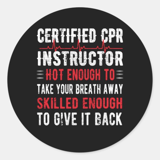 Sticker Rond Enseignant Certifié Cpr Premiers Soins Aed Cpr (Devant)
