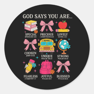 Sticker Rond Enseignant Chrétien Dieu dit que je suis Foi Relig