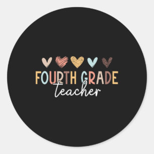 Sticker Rond Enseignant de 4e année Premier jour de l'école Ret