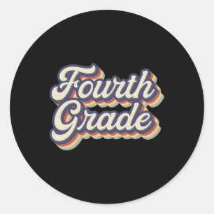 Sticker Rond Enseignant de 4e année Retro Enseignant de 4e anné