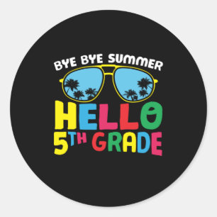 Sticker Rond Enseignant de 5e année Bonjour 5e année