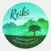 Sticker Rond Enseignant de médiation en yoga du Reiki naturel (Devant)