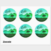 Sticker Rond Enseignant de médiation en yoga du Reiki naturel (Feuille)