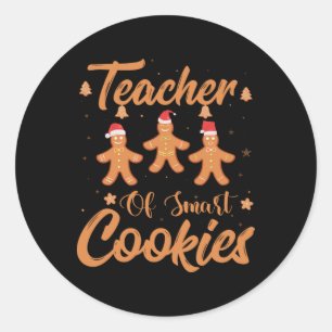 Sticker Rond Enseignant De Noël Des Cookies Intelligents Fête D