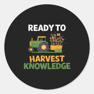 Sticker Rond Enseignant de rentrée scolaire tracteur agricole a