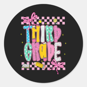 Sticker Rond Enseignant de troisième année Élève Retour à l'éco