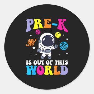 Sticker Rond Enseignant d'élève de pré-maternelle astronaute es