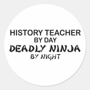 Sticker Rond Enseignant d'histoire mort Ninja
