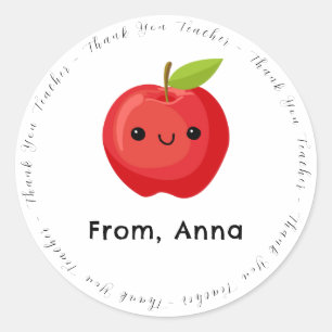 Sticker Rond Enseignant du Merci de la pomme rouge mite