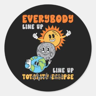 Sticker Rond Enseignant Éclipse Solaire Avril 8 2024 Drôle Mign