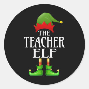 Sticker Rond Enseignant Elf Xmas Funny Family Matching Group Ch