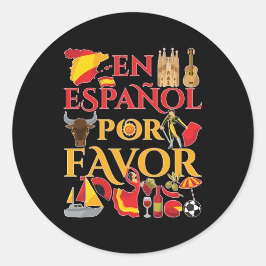 Sticker Rond Enseignant Espagnol En Espanol Por Favoriser (Devant)