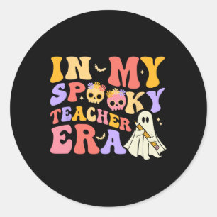 Sticker Rond Enseignant Halloween Dans Mon Enseignant Éffrayant