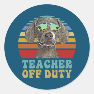 Sticker Rond Enseignant hors service drôle Weimaraner Chien été