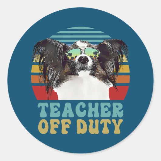 Sticker Rond Enseignant hors service Funny Papillon Chien Chien (Devant)