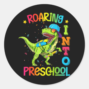 Sticker Rond Enseignant Pré K Retour À L'École Préscolaire Dino