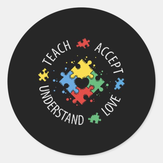 Sticker Rond Enseignant sensibilisation sur l'autisme Accepter  (Devant)