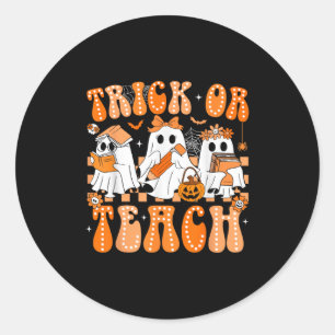 Sticker Rond Enseignant super Halloween Tricoter Ou Enseigner H