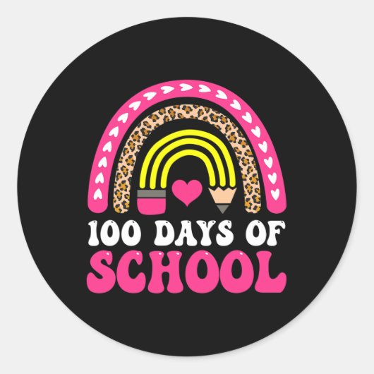 Sticker Rond Enseignant super Valentine Retour à l'école 100 jo (Devant)