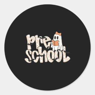 Sticker Rond Enseignante de maternelle Halloween Fantôme Enseig