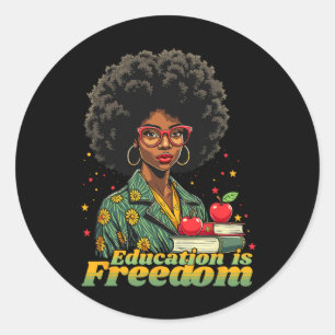 Sticker Rond Enseignante noire Afro Retro Mois de l'histoire no