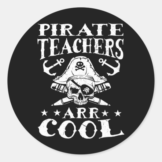 Sticker Rond Enseignants Pirates Arr Cool - Halloween Enseigner (Devant)