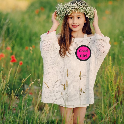 Sticker Rond Enseignants Rose et Noir Bonne fille