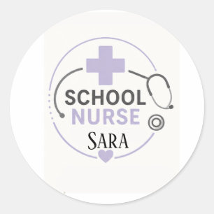 Sticker Rond Enseigne personnalisée de bureau d'infirmière scol