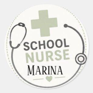 Sticker Rond Enseigne personnalisée de porte d'infirmière scola