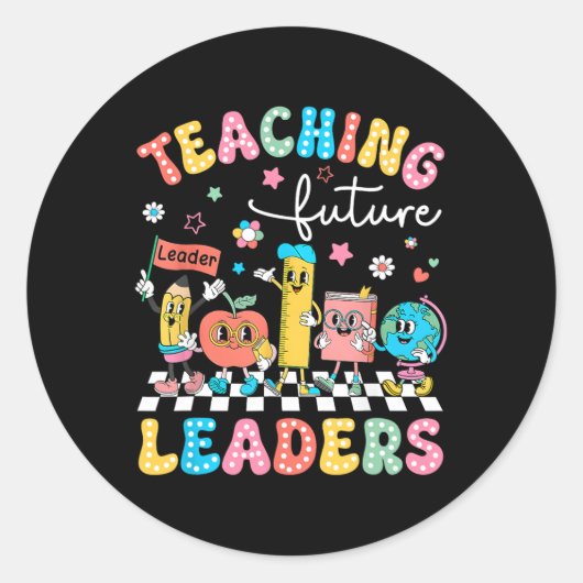 Sticker Rond Enseignement Rétro Dirigeants Futurs Prof Cool Dos (Devant)