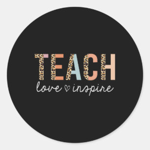 Sticker Rond Enseigner Amour Inspirer Léopard Ck À l'École Mign