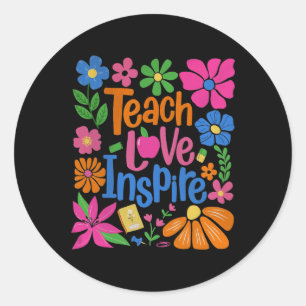 Sticker Rond Enseigner Amour Inspirer Retour à l'école 