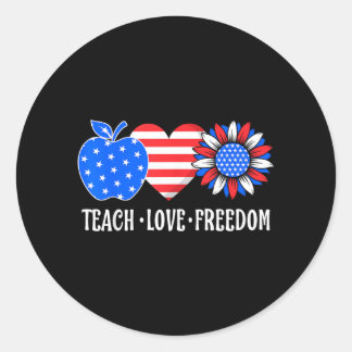 Sticker Rond Enseigner Amour Liberté Drapeau USA Patriotique En