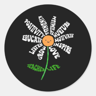 Sticker Rond Enseigner l'amour Inspirer enseignants Fleur Inspi