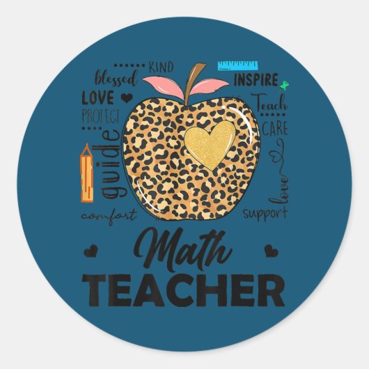 Sticker Rond Enseigner L'Amour Inspirer Math Enseignant Bienven (Devant)