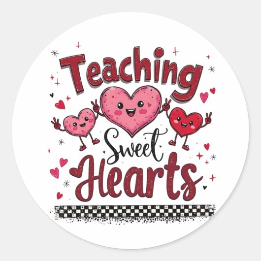 Sticker Rond Enseigner les Coeurs Doux Funny Enseignant de Vale (Devant)