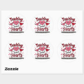 Sticker Rond Enseigner les Coeurs Doux Funny Enseignant de Vale (Feuille)