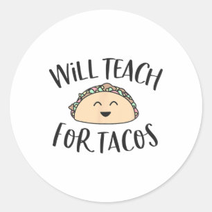 Sticker Rond Enseignera À Tacos Mignonne Enseignant Drôle Cinco