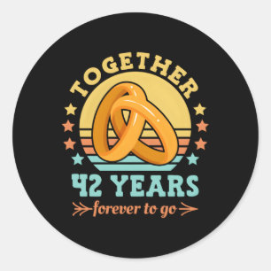 Sticker Rond Ensemble 42 Ans Pour Toujours Aller 42E Mariage An
