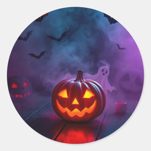 Sticker Rond Ensemble d'autocollants épique Halloween Fantômes, (Devant)