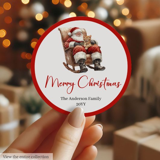 Sticker Rond Ensemble d'autocollants et d'étiquettes de Noël av