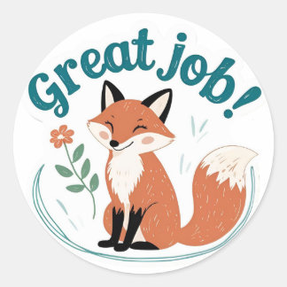 Sticker Rond Ensemble d'autocollants Renard Cottagecore "Travai