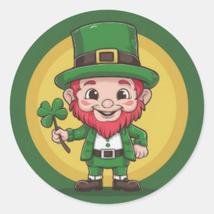 Sticker Rond Ensemble d'autocollants rond Leprechaun chanceux e