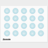 Sticker Rond Ensemble de Joy Snowflake Baby shower bleu (Feuille)