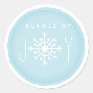 Sticker Rond Ensemble de Joy Snowflake Baby shower bleu