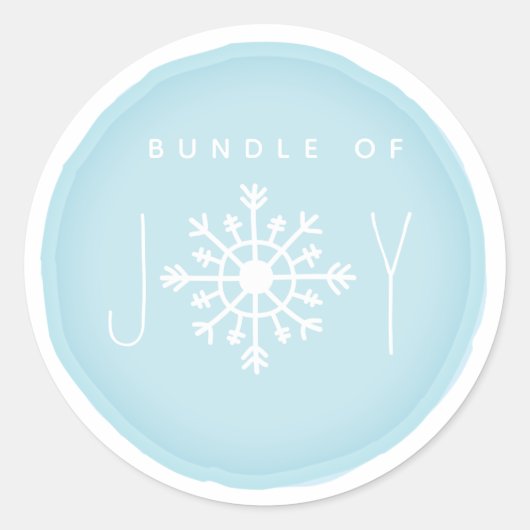 Sticker Rond Ensemble de Joy Snowflake Baby shower bleu (Devant)